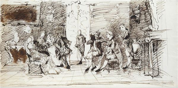 Anonimo, XIX - XX sec. : Concerto  - Inchiostro su carta - Asta AUTORI DEL XIX E XX SEC - II - Galleria Pananti Casa d'Aste