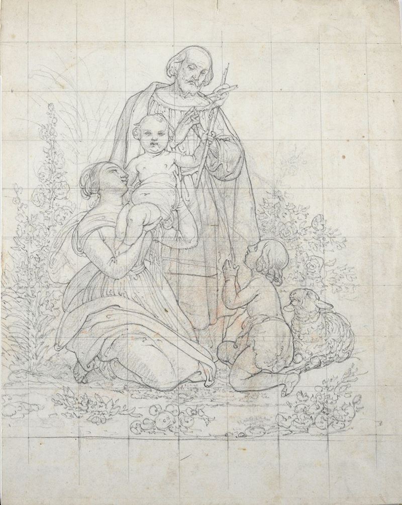 Anonimo, XIX Sec. - Sacra Famiglia (fronte) Natività (retro)