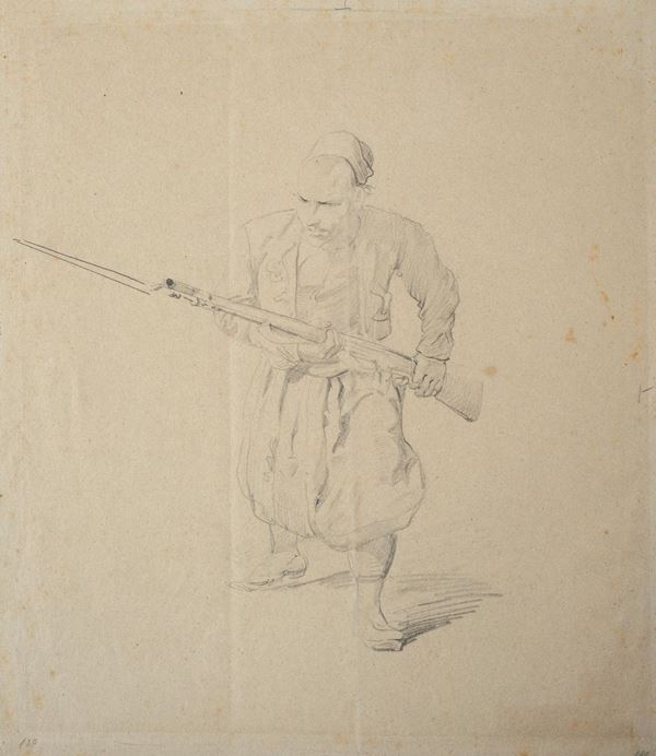 Attr. a Emilio Lapi : Soldato  - Matita su carta - Auction AUTHORS OF XIX AND XX CENTURY - II - Galleria Pananti Casa d'Aste