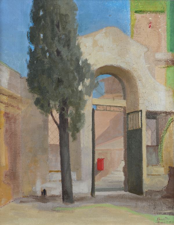 Giulio Boetto - Paesaggio con casa e albero