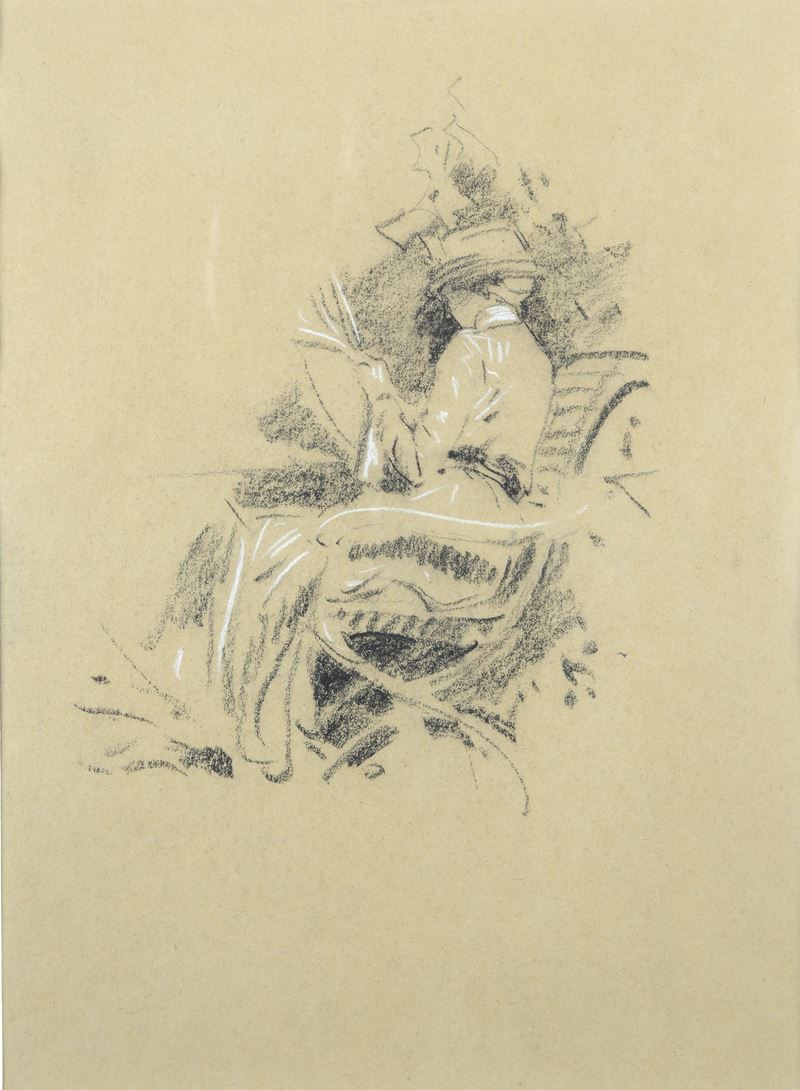 Adolf Hirémy Hirschl - Woman Reading in a Garden Chair