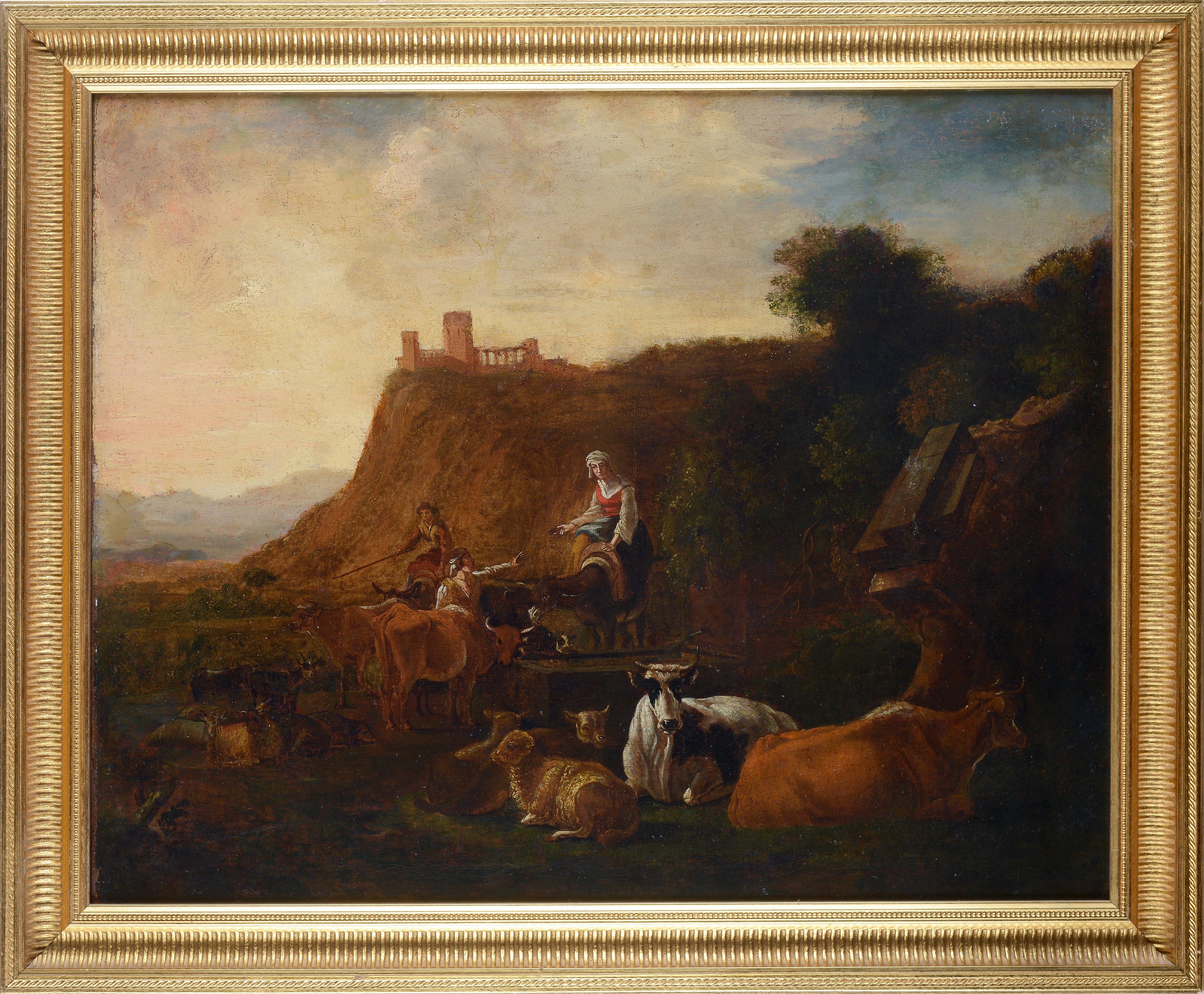 Anonimo, Inizi XIX Sec. - Paesaggio con Pastori