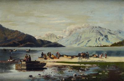 Paesaggio Lacustre con Pescatori