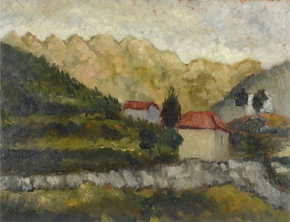 Anonimo, XX sec. - Landscape with houses