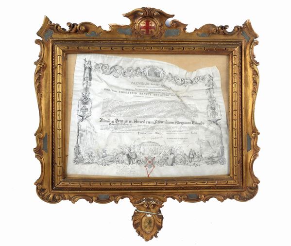 Diploma di nomina a Cavaliere dell'Ordine del Santo Sepolcro