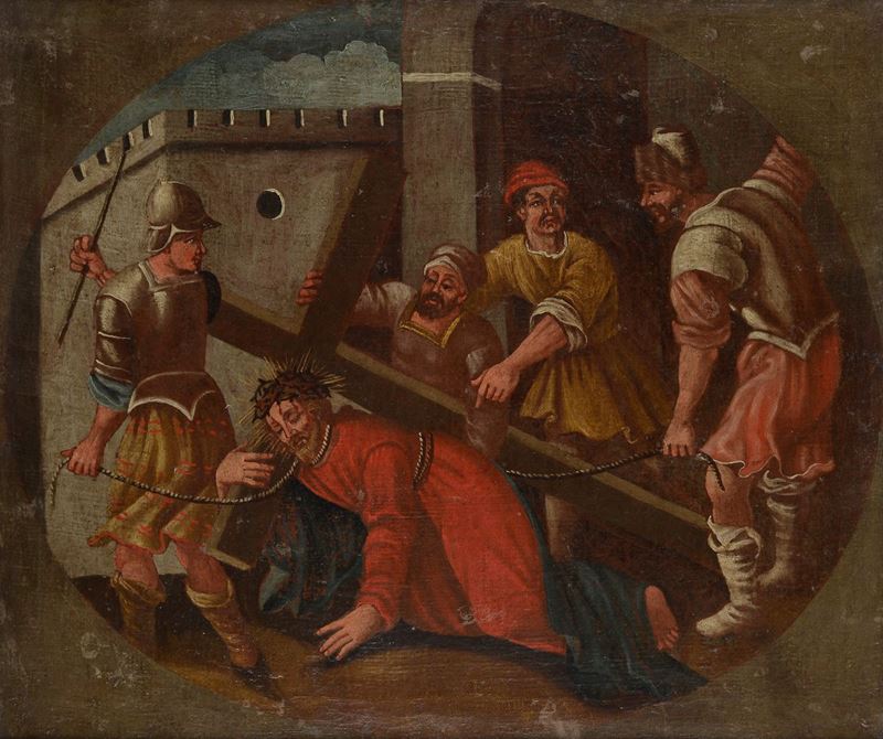Anonimo, XVIII Sec. - Via Crucis - Gesù Cade