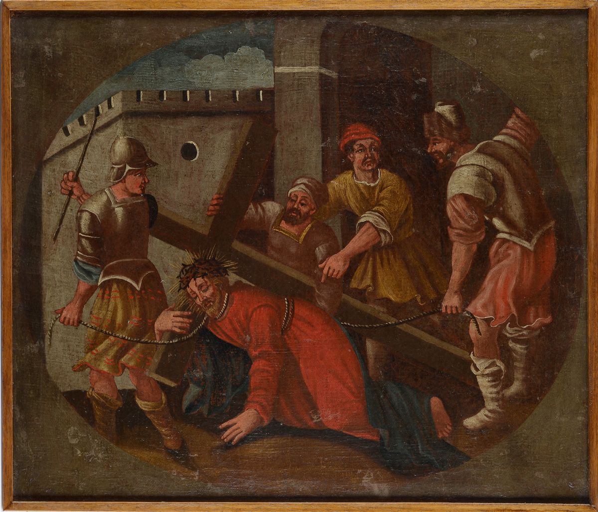 Anonimo, XVIII Sec. - Via Crucis - Gesù Cade