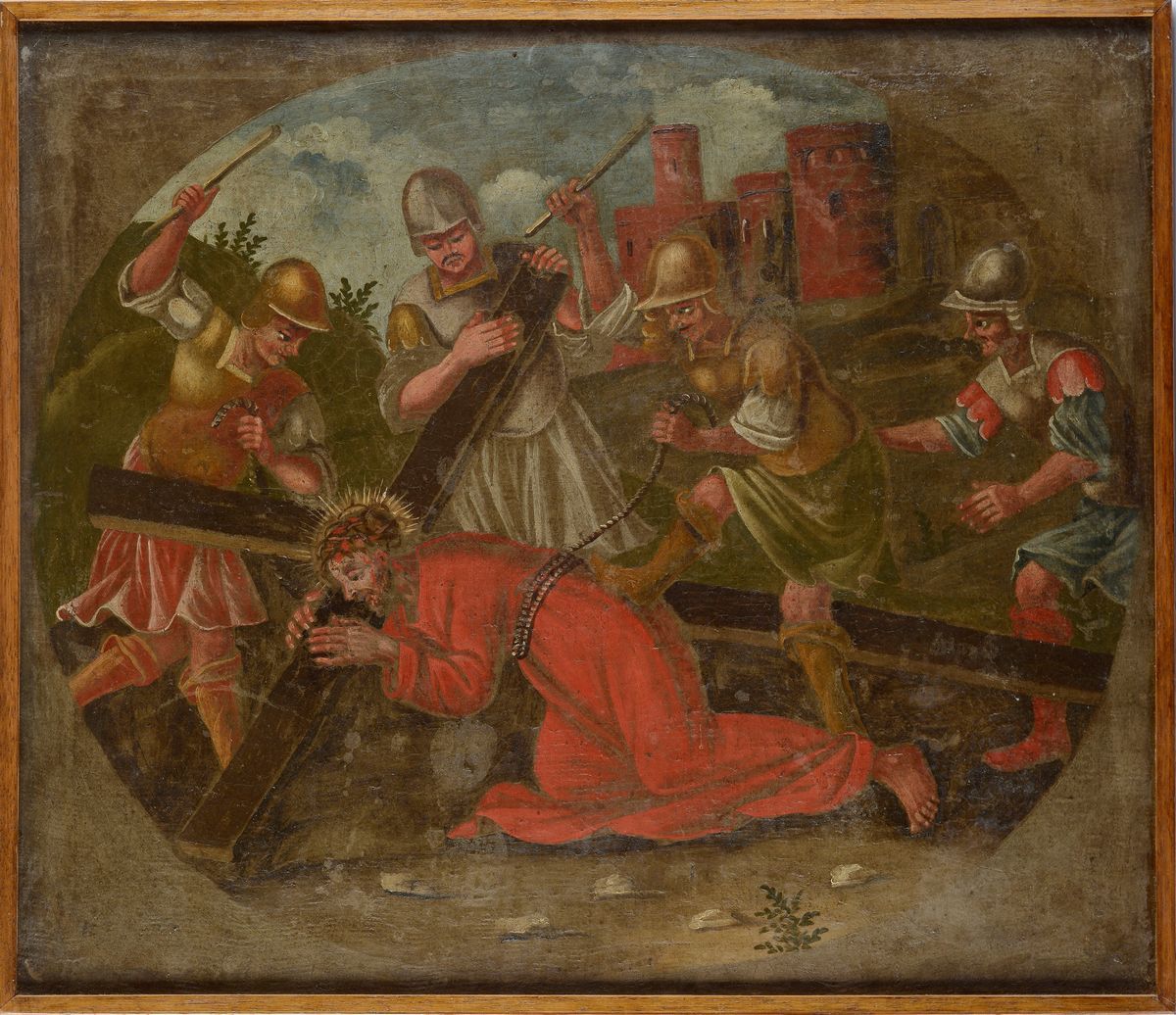Anonimo, XVIII Sec. - Via Crucis - Gesù È Aiutato da Simone di Cirene