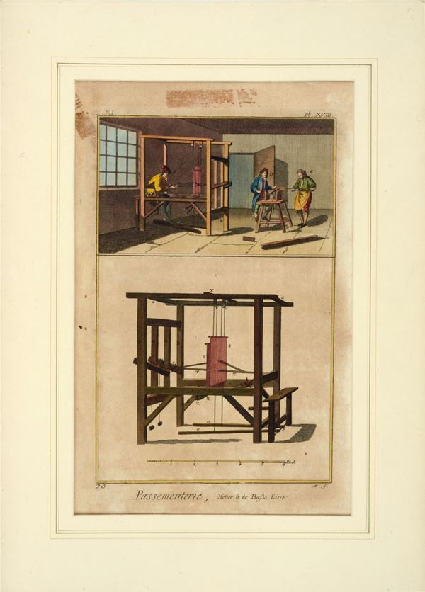 Passementerie, mètier à la basse lisse  - Stampa - Asta ANTIQUARIATO - I - Galleria Pananti Casa d'Aste