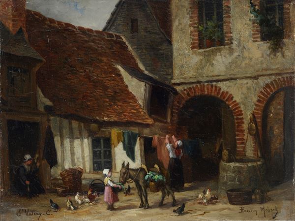 Edmond Ernest Paulin H&#233;bert - Peasant woman and donkey