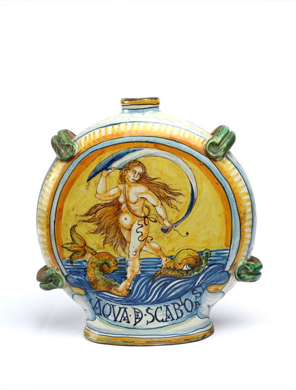 Majolica flask  - Auction SILVER, FURNITURE AND OBJECTS - Galleria Pananti Casa d'Aste