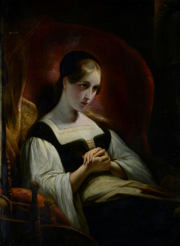 Scuola Lombarda, XIX sec. - Donna seduta in meditazione