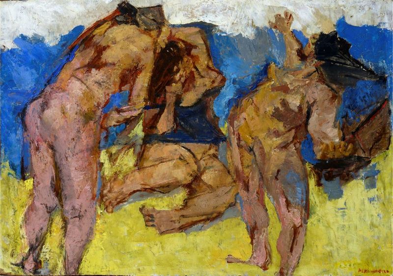 Fausto Pirandello - Bagnanti al Vento