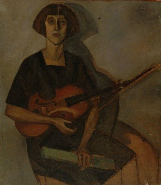 Anonimo, XX sec. : Figura con violino  - Olio su tela, - Auction AUTORI DEL XIX E XX SEC - Galleria Pananti Casa d'Aste