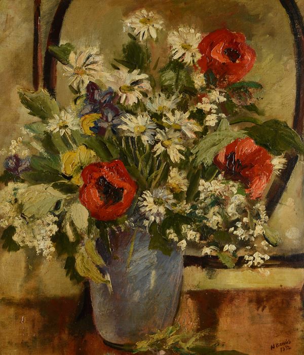 Nadia Benois - Still life with Poppies and Marguerites