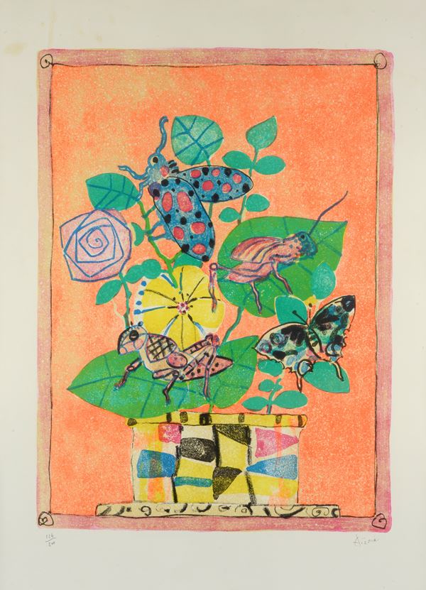 Paul Augustin Aizpiri - Fiori con insetti