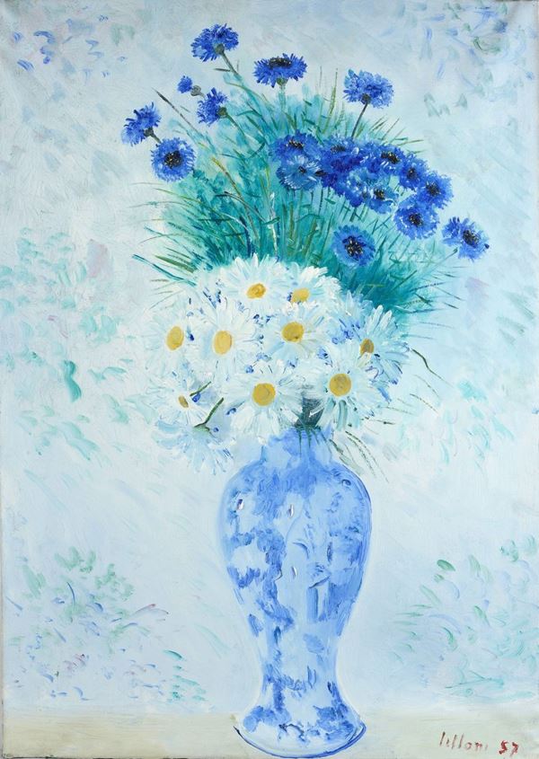 Umberto Lilloni - Fiori con vaso blu
