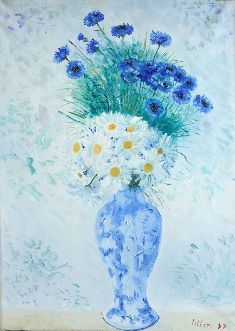 Umberto Lilloni - Fiori con Vaso Blu