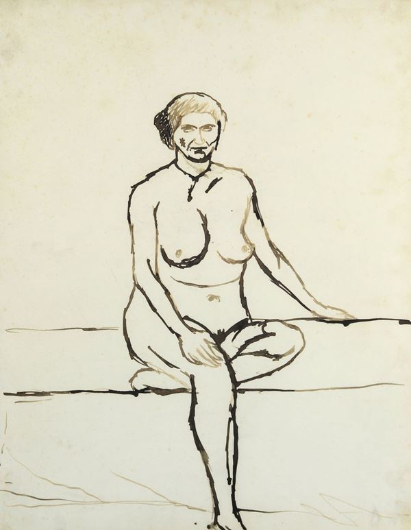 Ottone Rosai - Nudo di donna seduta