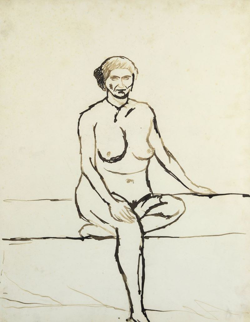Ottone Rosai - Nudo di Donna Seduta