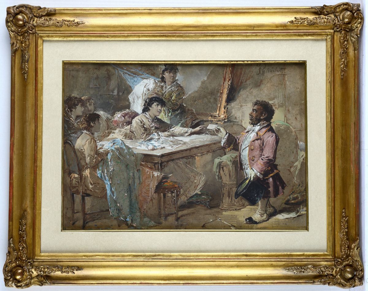 Attr. a Francesco Paolo Michetti - Interno con Figure