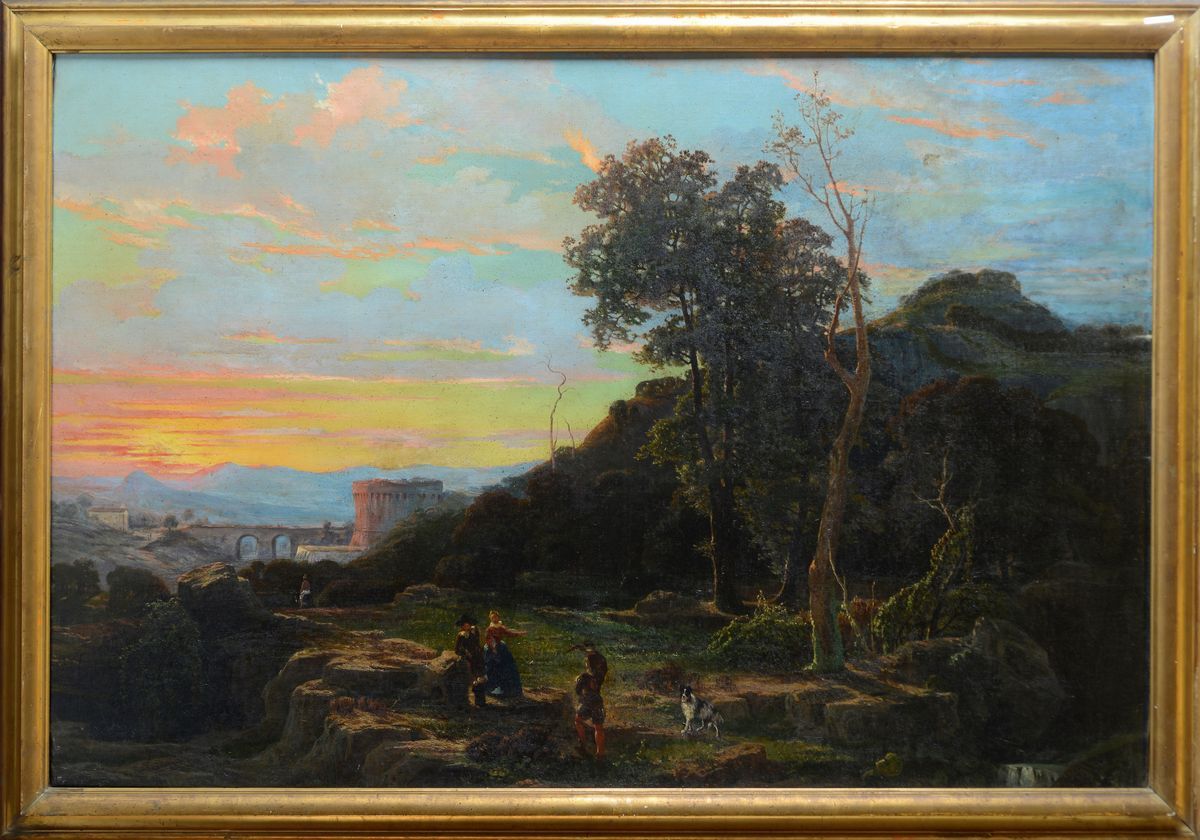 Michele Cammarano - Paesaggio con Figure al Tramonto