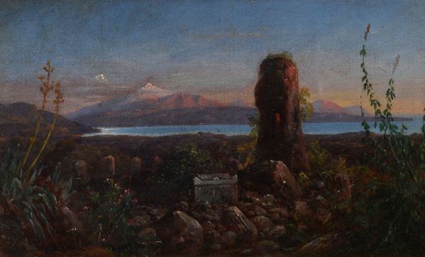 Ercole Gigante - Paesaggio con montagne sullo sfondo 