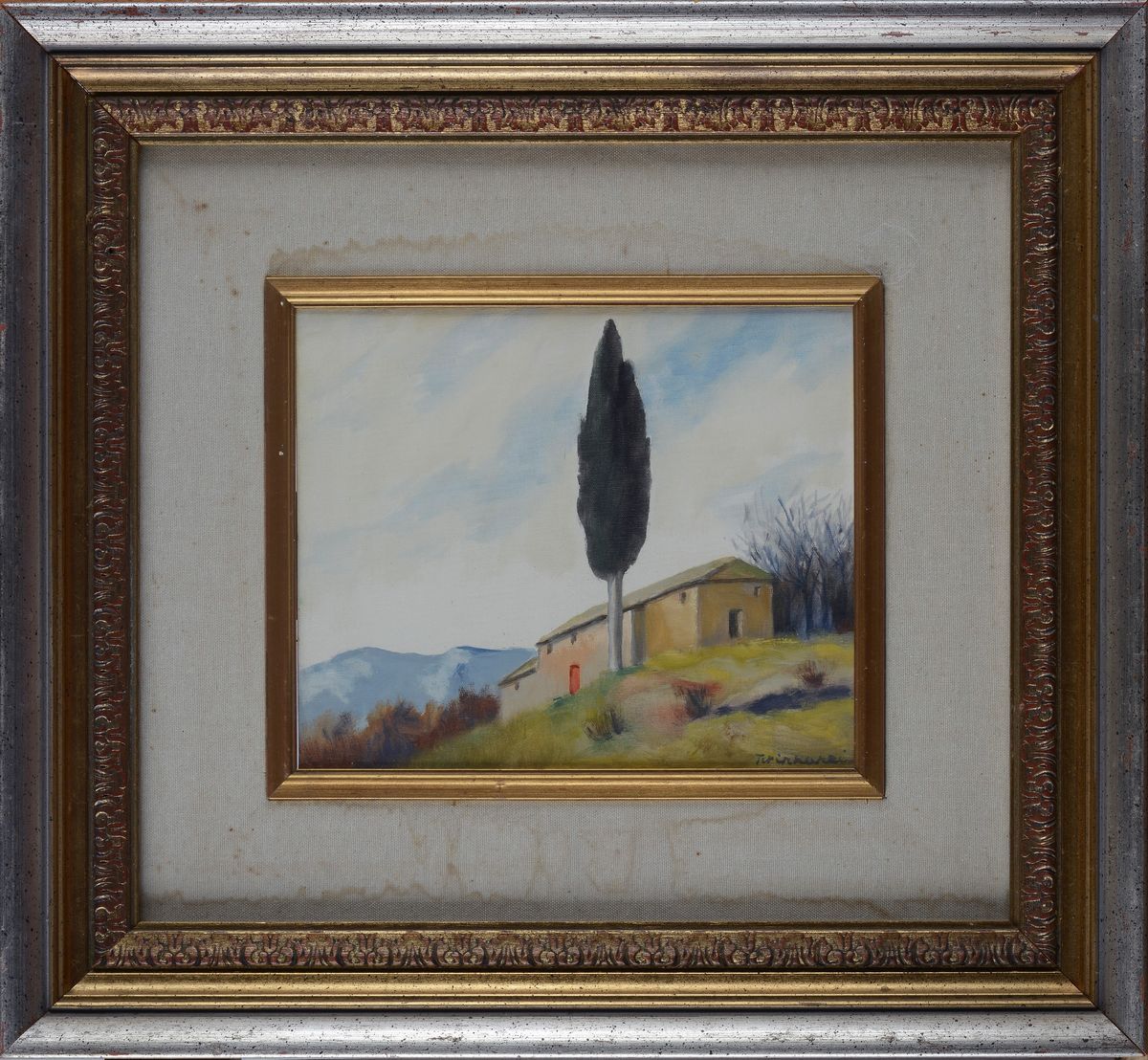 Nino Tirinnanzi - Paesaggio con Casolare e Cipresso