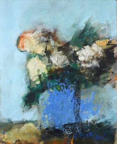 Vaso Blu con Fiori