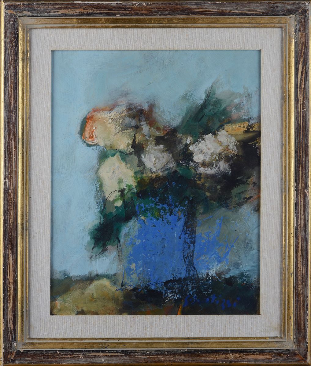 Sergio Scatizzi - Vaso Blu con Fiori