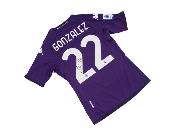 ACF FIORENTINA - Nicolás González signed shirt - HOME KOMBAT PRO 2022-23 match model