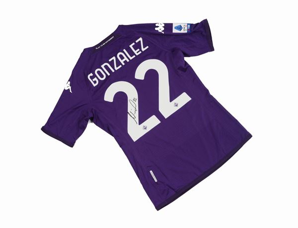 ACF FIORENTINA - Maglia autografata Nicolás González  - mod.gara HOME KOMBAT PRO 2022-23 