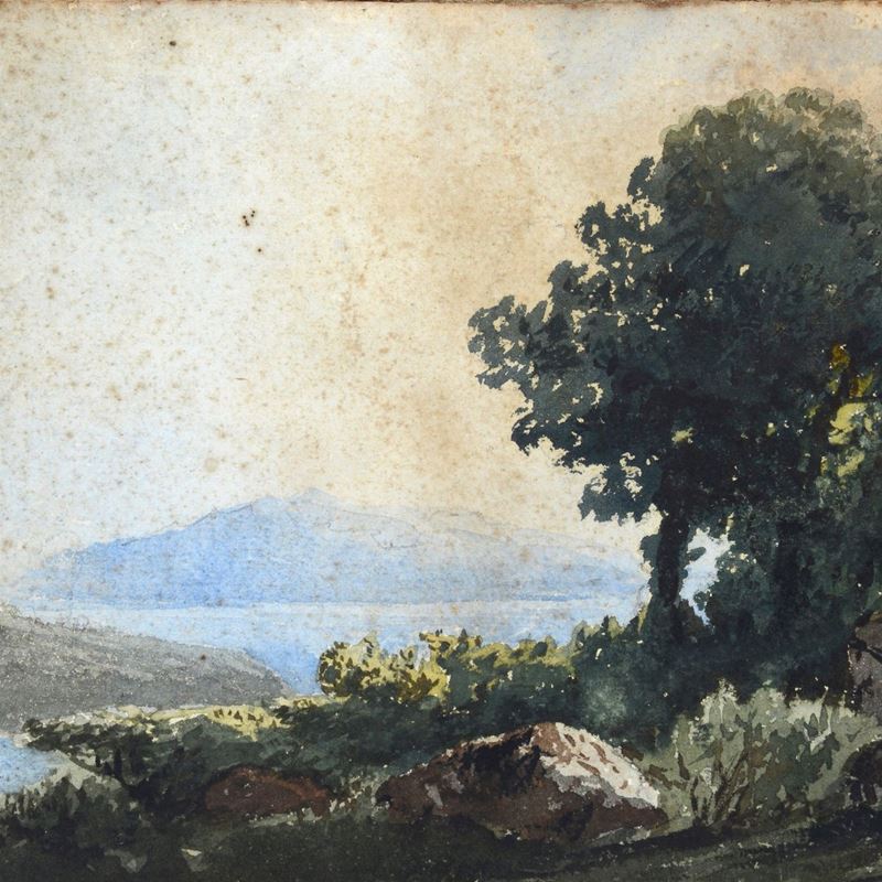Scuola Francese, XIX Sec. - Paesaggio Lacustre