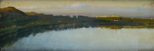 Attr. a Raffaello Sernesi - Veduta di lago