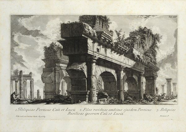 Giovanni Battista Piranesi - View of the ruins of the portico of Gaius and Lucius in Rome