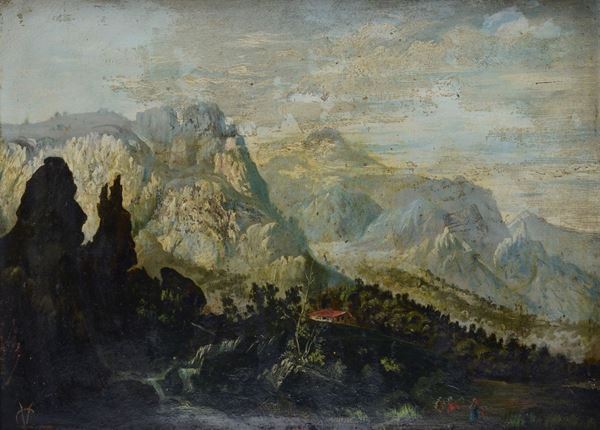 Anonimo, XIX sec. - Paesaggio montano