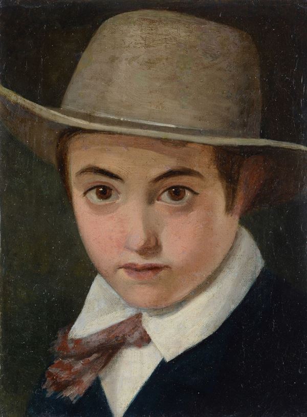 Anonimo, XIX sec. - Bambino con cappello