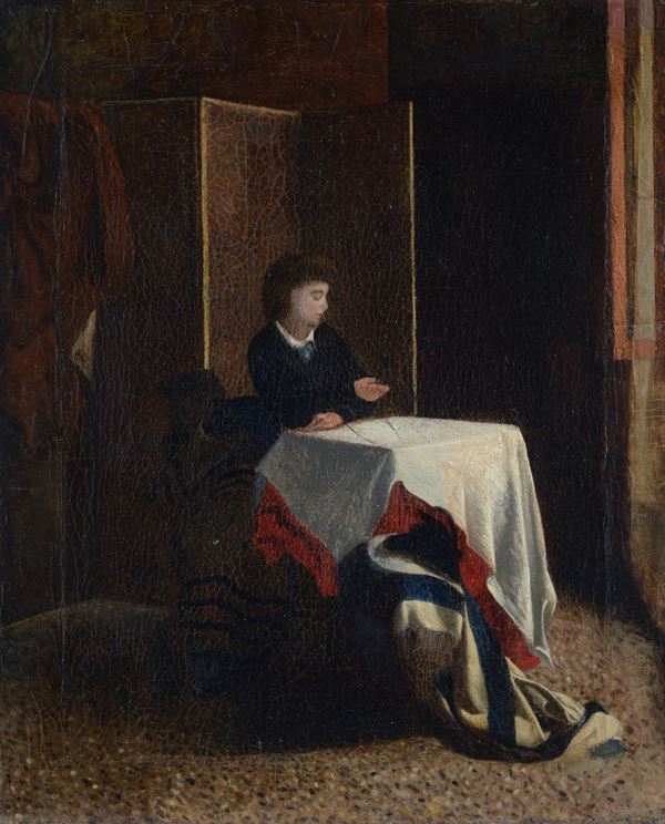 Anonimo, XIX sec. - Seated woman indoors