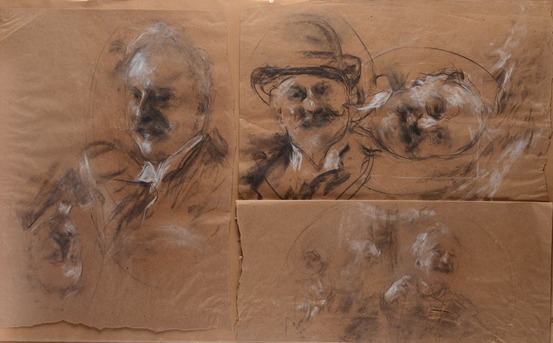Attr. a Antonio Mancini - Studi per Autoritratti