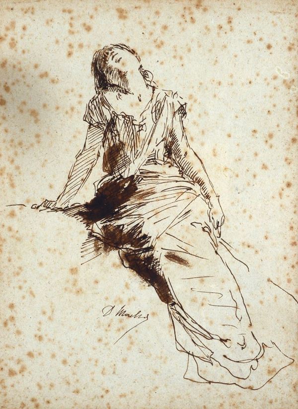 Domenico Morelli - Seated woman