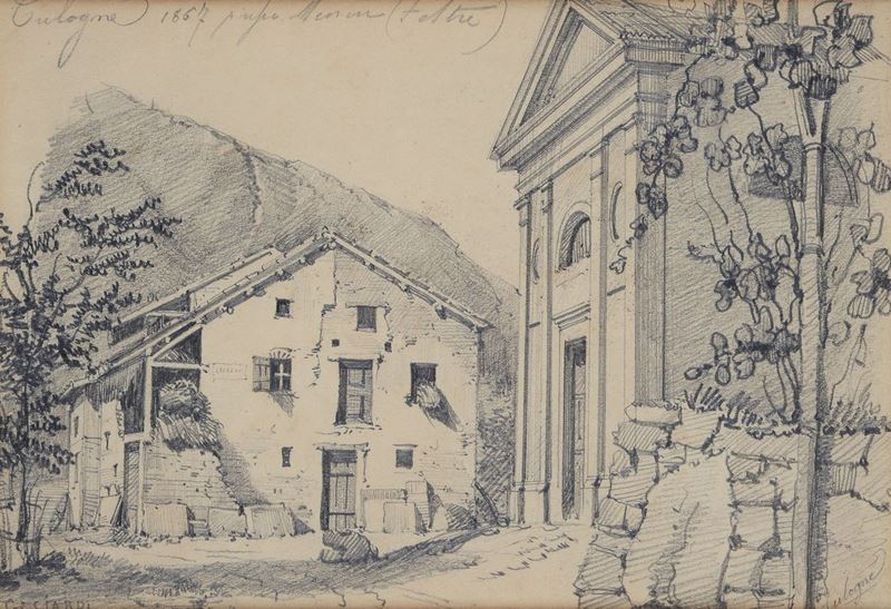 Anonimo, XIX Sec. - Paesaggio a Culogne