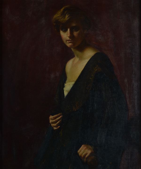 Attr. a Manuel Jardim (Lisbiona, 1884-1923) - Ritratto femminile