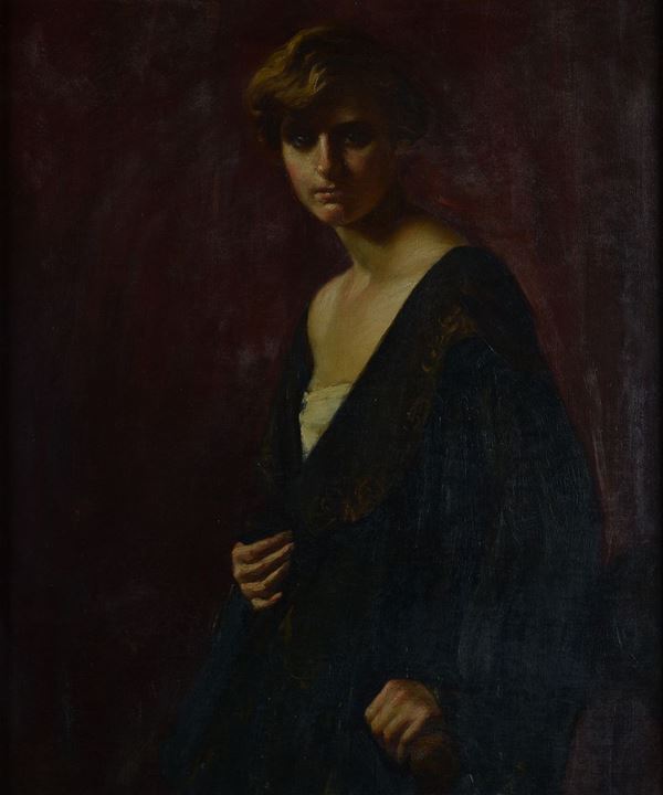 Attr. a Manuel Jardim (Lisbiona, 1884-1923) - Ritratto femminile
