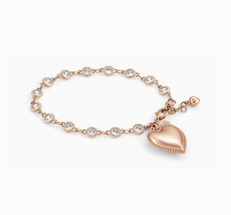 Nomination - Gioielli - Bracciale Rock in Love ed Batticuore in Ottone e Cristalli Oro Rosa