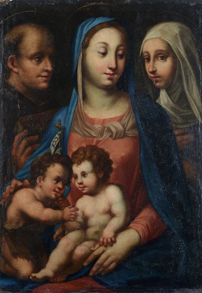 Madonna con Bambino, San Giovannino, Santa Caterina e San Bernardino