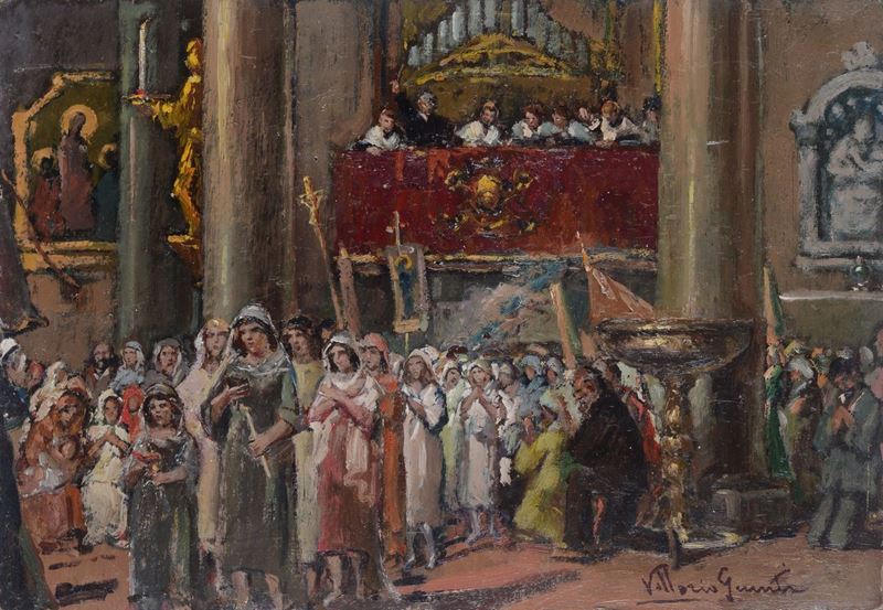 Vittorio Giunti - Interno di Chiesa - la Processione