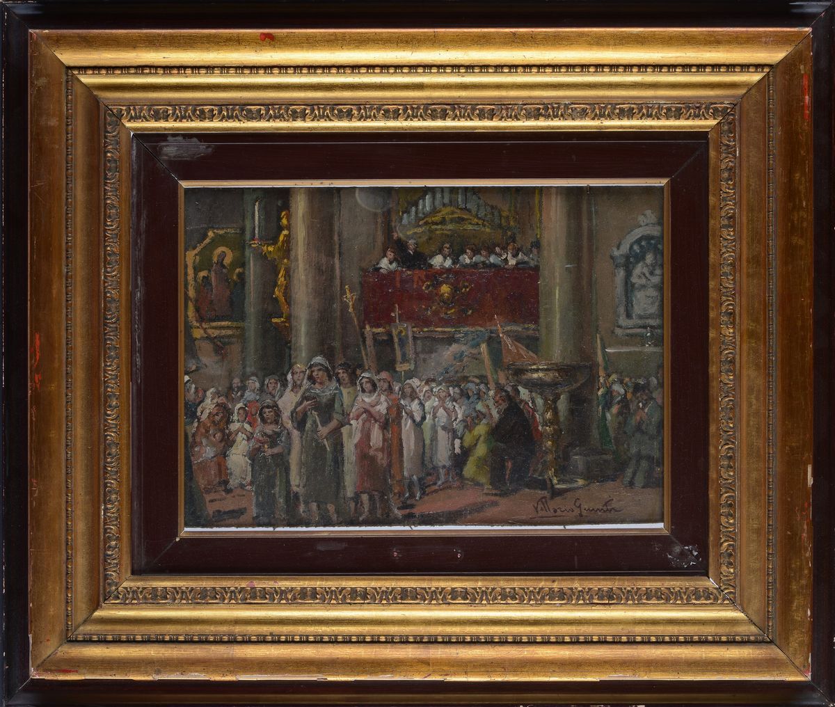 Vittorio Giunti - Interno di Chiesa - la Processione
