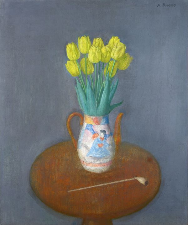 Antonio Bueno - Tulips, vase and pipe
