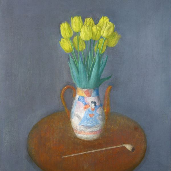 Antonio Bueno - Tulips, vase and pipe