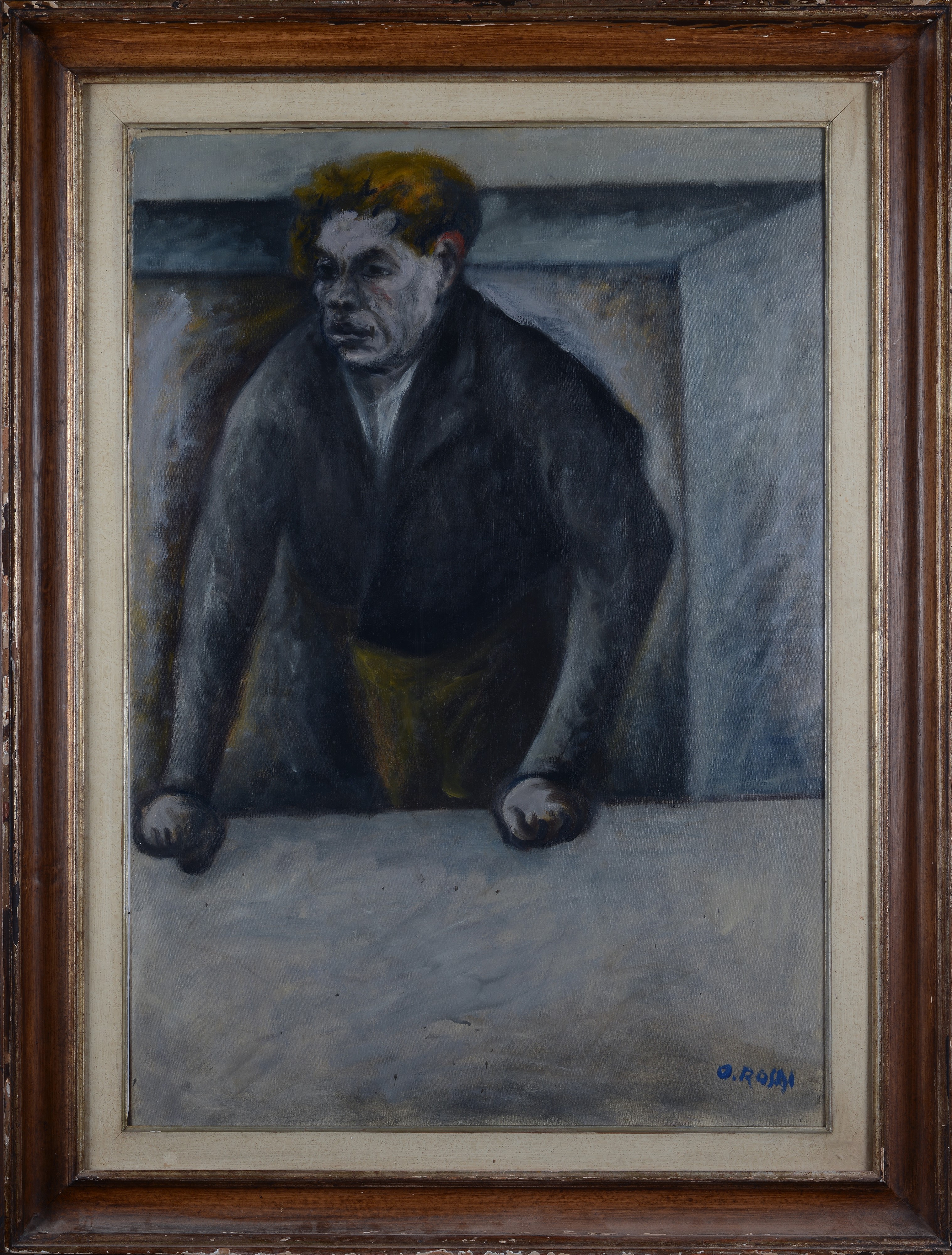 Ottone Rosai - Uomo nel loggione, olio su tela